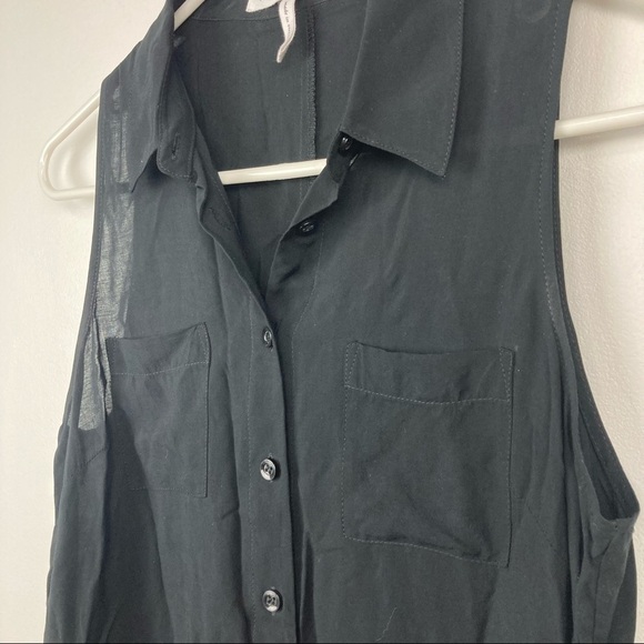 BCBGeneration Longline Sheer Button Up Top Cover-Up Tunic in Black - Picture 4 of 12